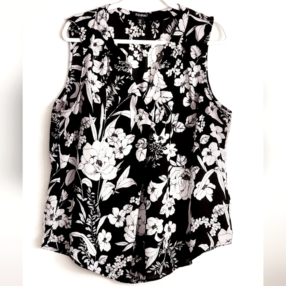Roz & Ali Women's Plus Size Tank Floral Polyester Sz 1X